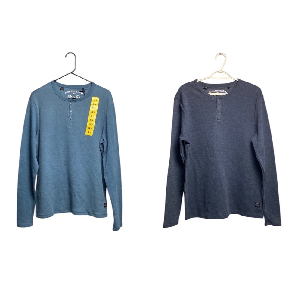Buffalo David Britton Waffle Knit 2Pack Long Sleeve Sweater Button Top Siz Small
